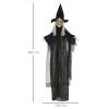 HOMCOM 6ft Outdoor Halloween Decoration Witch, Standing Witch Prop Life Size with Sound and Motion Activated, Light Up Eyes, Talking Sound, Posable Arms