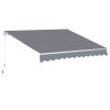 Outsunny 3 x 2.5m Garden Patio Manual Awning, Retractable Canopy Sun Shade Shelter with Fittings and Crank Handle, Grey