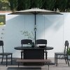 Outsunny 2.7m Garden Half Parasol, Outdoor Balcony Umbrella with 5 Steel Ribs, Patio Sun Shade, Light Grey