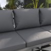Outsunny Garden Bench with Cushions, 3-Seater Sofa, Aluminium Frame Outdoor Furniture with Backrest, Armrest and Back Cushions, 185 x 66 x 64cm, Grey