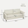 HOMCOM 3 Seater Sofa, Modern Fabric Sofa Couch with Spring Cushion, Rubber Wood Legs, 191cm Upholstered Settee for Living Room, Bedroom, Home Office, Guest Room, Cream White