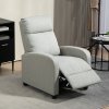 HOMCOM Push Back Recliner Armchair, Linen Fabric Reclining Chair with Adjustable Leg Rest, Single Padded Seat Sofa Lounge for Living Room, Bedroom, Light Grey