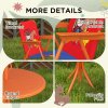 Outsunny Kids Bistro Set Children Table and Chair Set Garden Furniture Cowboy Themed 4 Pieces w/ Adjustable Parasol, Foldable Chairs for 2-5 Years - Blue and Red