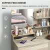 HOMCOM Dressing Table with Mirror and Stool, Vanity Table, Modern Makeup Desk with Drawer, Storage Cabinet and Adjustable Shelf for Bedroom, Natural Wood Finish