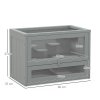 PawHut Wooden Hamster Cage Mouse Mice Rodent Small Animals Hutch Exercise Play House 60 x 35 x 42cm, Grey