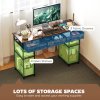 HOMCOM Computer Desk with Power Outlets, 120cm Home Office Desk with 3 Fabric Drawers and 4 Storage Shelves, Study Table Workstation for Bedroom