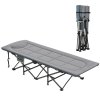 Outsunny Folding Camping Bed for Adults with Cushion, Heavy Duty Portable Travel Camping Cot with Headrest, Side Pocket and Non-Slip Foot Pads for Outdoor Beach Travel Office, Grey