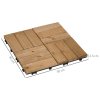 Outsunny 27 Pcs Wooden Interlocking Decking Tiles, Outdoor Flooring Tiles for Patio, Balcony, Terrace, Hot Tub, 30 x 30 cm per Piece, 2.5m² per Pack, Brown