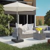 Outsunny Garden Parasol Base with Wood Effect, 30kg Water or 40kg Sand Filled, Heavy Duty HDPE Umbrella Stand with Double Knob, Fillable Parasol Stand for 32mm, 38mm, 48mm Poles, Black