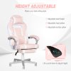 HOMCOM Gaming Chair with Footrest, PU Leather Computer Chair, Swivel Game Chair with 150 Reclining Back and Lumbar Support for Adults, Pink