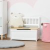 HOMCOM 2 In 1 Wooden Toy Box, Kids Seat Bench Storage Chest Cabinet Organiser w/ Safety Pneumatic Rod, 60 x 30 x 50cm - White