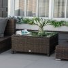 Outsunny PE Rattan Coffee Table, Rectangular Outdoor Coffee Table with Tempered Glass Top, 70 KG Capacity for Garden, Balcony, Terrace, Patio, Mixed Brown