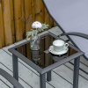 Outsunny 3 Pieces Sun Lounger Chair Set, Metal Frame Garden Outdoor Sunbathing Chair with Side Table and Armrest, Light Grey