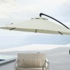 Outsunny 3(m) Cantilever Parasol with Cross Base, Banana Parasol with Crank Handle, Tilt and 8 Ribs, Round Hanging Patio Umbrella for Outdoor Pool, Garden, Balcony, Cream