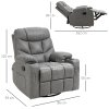 HOMCOM Recliner Armchair, Swivel PU Leather Manual Reclining Chair with Adjustable Leg Rest, Drink Holders, Side Pockets, Rocker Chair for Home Living Room, Light Grey