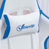 Vinsetto Computer Gaming Chair, PU Leather Office Desk Chair with Footrest, Swivel Wheels, 135?? Reclining Back, Lumbar Support, Headrest for Home, White and Blue