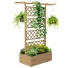 Outsunny Wood Planter with Trellis, Raised Garden Bed Privacy Screen Planter Box to Grow Vegetables, Herbs and Flowers for Garden, Patio, Deck, Natural