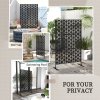 Outsunny Decorative Garden Privacy Screen with Stand, 6.5FT Freestanding Metal Outdoor Divider, Decorative Privacy Panel with Expansion Screws for Garden Pool Hot Tub, Grid Style, Black