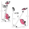 HOMCOM Folding Exercise Bike, Fitness Bicycle Indoor Trainer, 8-Level Magnetic Resistance Adjustable, with LCD Monitor, Pulse Sensor, Pink