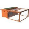 PawHut Rabbit Hutch Outdoor Guinea Pig Hutch with Run Small Animal Off-ground Duck House Hideaway Backyard with Openable Roof 125.5 x 100 x 49cm Orange