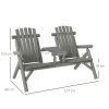 Outsunny Wood Patio Chair Bench 2 Seats with Centre Coffee Table, Garden Bench for Lounging and Relaxing Outdoors, Grey