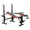HOMCOM Adjustable Weight Bench with Leg Developer Barbell Rack for Weight Lifting and Strength Training Multifunctional Workout Station for Home Gym Fitness, Red