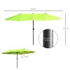Outsunny 4.6m Large Garden Parasol Double-Sided Sun Umbrella Patio Market Canopy Shade Outdoor Lime Green - NO BASE