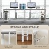 HOMCOM Computer Desk with Power Outlets, 120 x 60 cm Home Office Desk with Reversible Storage Shelves and Headphone Hook, Study Table Workstation for Bedroom, White