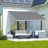 Outsunny 4x3m Full Cassette Electric/Manual Retractable Awning with Remote Controller, Sun Canopies for Patio Door Window with Remote Controller, Grey