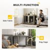 PawHut Dog Crate Furniture, Dog Cage with Soft Washable Cushion, Furniture-Style Pet Kennel Indoor House End Side Table for Small Medium Large XL Breeds, 118 x 75 x 82 cm, Grey