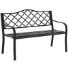 Outsunny Outdoor 2 Seater Garden Bench, Antique Style Cast Iron Loveseat with Armrest, Brown