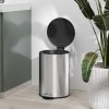 HOMCOM 20 Litre Kitchen Bin, Stainless Steel Pedal Bin with Soft-close Lid, Fingerprint Proof Cylindrical Rubbish Bin with Foot Pedal and Removable Inner Bucket, Silver