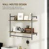 HOMCOM Floating Shelves, 80CM Wall Mounted Shelf with 4 Hooks, Rustic Wood Display Shelf for Living Room, Entryway, Bedroom, Grey