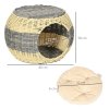 PawHut Wicker Cat House, Rattan Raised Cat Bed, Cosy Kitten Cave with Soft Washable Cushion, 40 x 30cm