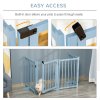 PawHut Wooden Dog Gate, Dog Fence Indoor, 80 cm Tall Freestanding Pet Gate for Small and Medium Dogs with 4 Panels, 2 Support Feet, Blue-Grey