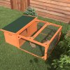 PawHut Rabbit Hutch Outdoor Guinea Pig Hutch with Run Small Animal Off-ground Duck House Hideaway Backyard with Openable Roof 125.5 x 100 x 49cm Orange