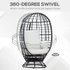 Outsunny 360?? Swivel Egg Chair, Garden Rattan Swivel Chair with Thickened Cushion and Pillow, 150 KG Capacity for Indoor Outdoor, Balcony, Patio, Black