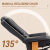 HOMCOM Manual Recliner Chair with Footrest, Upholstered Reclining Armchair with Adjustable Backrest and Steel Frame, PU Leather Swivel Chair for Living Room, Bedroom, Black