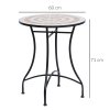 Outsunny 60 cm Mosaic Garden Table, Small Round Outdoor Side Table with Ceramic Top, Plant Stand for Patio, Balcony, Orange and White