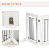 PawHut Freestanding Dog Cate, Foldable Wooden Pet Gate with  - 61cm Tall, for Stairways, Doorways, Hallways, Small Dogs - White