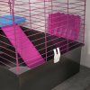 PawHut Guinea Pig Cage Chinchillas Rabbit Small Animal Cage with Ramp, Dish, Water Bottle, 71 x 46 x 47cm, Black