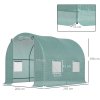 Outsunny Reinforced Walk In Polytunnel Greenhouse with Roll Up Door, Galvanised Steel Frame and Zipped Door Windows (2 x 2.5m), Green