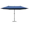 Outsunny 4.6m Garden Parasol Double-Sided Sun Umbrella Patio Market Shelter Canopy Shade Outdoor with Cross Base - Blue