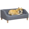 PawHut Dog Sofa Bed, Cat Sofa, Dog Couch w/ Soft Cushion, Removable and Washable Cover, for Small, Medium and Large Dogs, 95 x 63 x 39cm - Grey