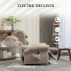 HOMCOM Power Lift Recliner Chair for Elderly, Velvet Electric Riser and Recliner Armchair for Living Room with Remote Control, 2 Side Pockets, Thick Padded Back, Khaki