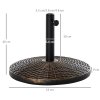 Outsunny 25 kg Round Cement Parasol Base, Umbrella Stand Holder with Rattan Style Pattern for 38, 48 mm Poles for Outdoor, Garden, Antique Bronze