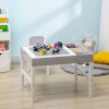 HOMCOM kids Table and Chair Set 2 in 1 Activity Play Table for Bricks Toddler Furniture w/Storage Space, Ideal for Reading, Arts & Crafts - Grey