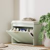 HOMCOM Shoe Bench with Padded Seat Cushion and Flip-Drawer, Shoe Cabinet Holds up to 120kg for Hallway, Entryway and Porch, 62x26x47.5cm