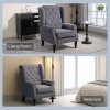 HOMCOM Retro Accent Chair, Velvet Wingback Armchair with Wood Frame Button Tufted Design for Living Room Bedroom, Charcoal Grey