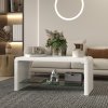 HOMCOM High Gloss Coffee Table with Storage, Two-Tier Living Room Table with Glass Shelf, Modern Centre Table for Home Office, 100 x 45 x 45cm, High Gloss White